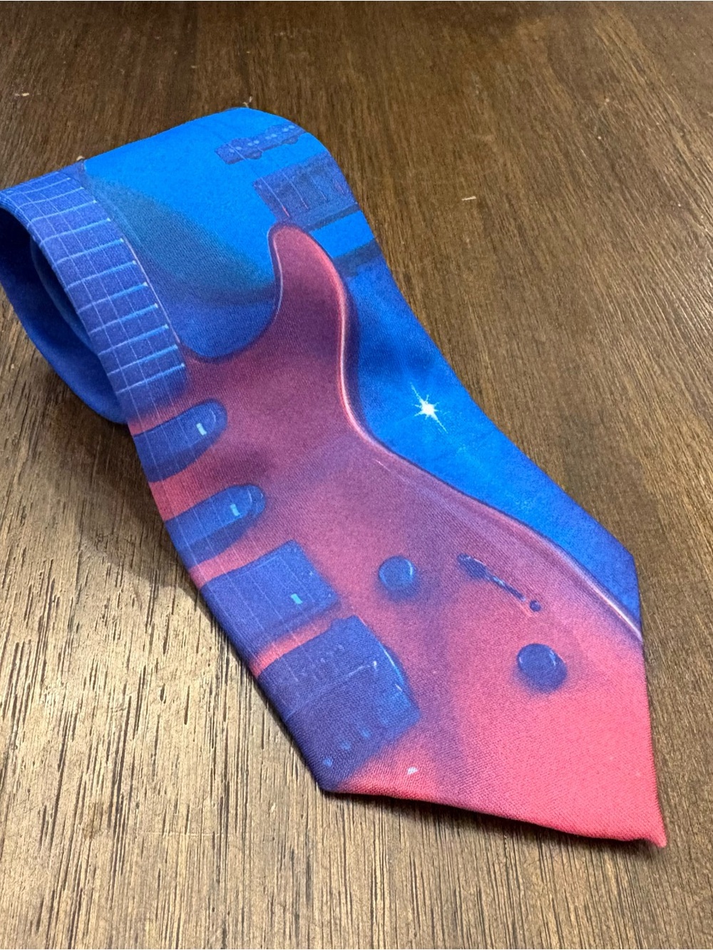 Ralph Marlin Guitars 1994 Goodell Music Necktie Art by Wil D West purple blue